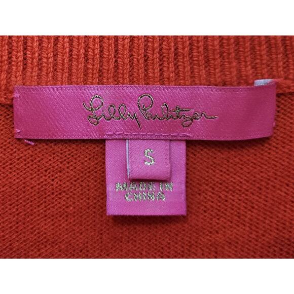 LILLY PULITZER Women's S Christin Sweater Picante Coral Hint of Cashmere 32" - Picture 3 of 7
